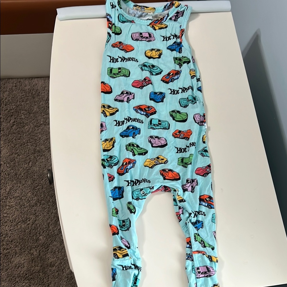 Posh Peanut Light Blue Hot Wheels Print Footie